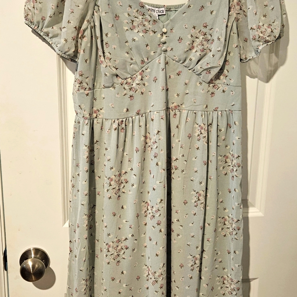 Mimi Chica XL smock Mint green floral dress